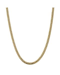 Mens Miami Cuban Link Chain 24-Inch 5mm Solid 14K Yellow Gold