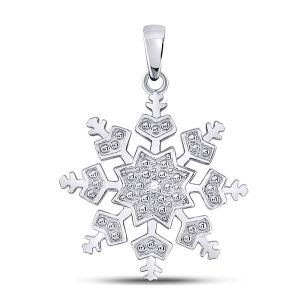 Diamond Snowflake Fashion Pendant Necklace Sterling Silver