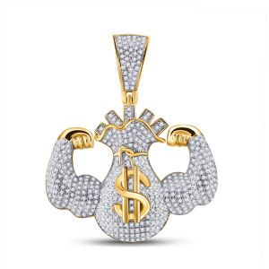 Big Flex Money Bag Diamond Pendant 10K Yellow Gold