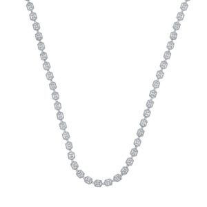 Mens Baguette Diamond Tennis Link Chain Necklace 10K White Gold 9.5 Carats
