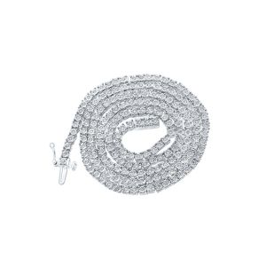 Mens Diamond Tennis Chain Necklace Illusion Set 925 Sterling Silver 1.25 Carats