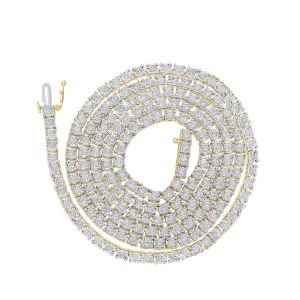 Mens Diamond Tennis Chain Necklace Illusion Set 10K Yellow Gold 3.75 Carats