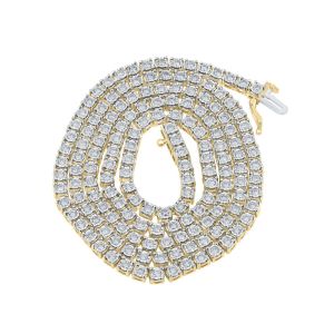 Mens Diamond Tennis Chain Necklace Illusion Set 10K Yellow Gold 4.20 Carats