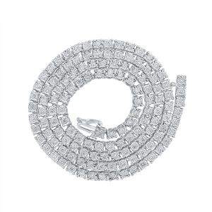 Mens Diamond Tennis Chain Necklace Illusion Set 10K White Gold 4.65 Carats