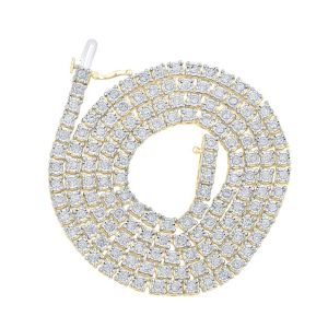Mens Diamond Tennis Chain Necklace Illusion Set 10K Yellow Gold 4.75 Carats