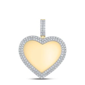 Heart Shape Diamond Photo Picture Memory Pendant 10K Yellow Gold