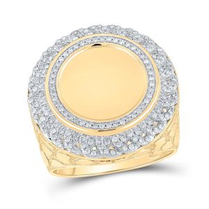 Diamond Photo Picture Memory Nugget Ring 10K Yellow Gold