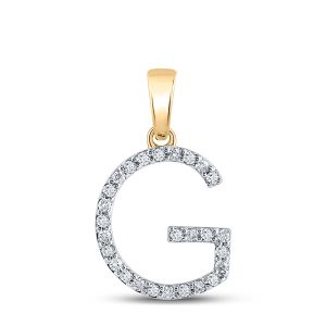 Diamond G Initial Letter Pendant Necklace 14K Yellow Gold
