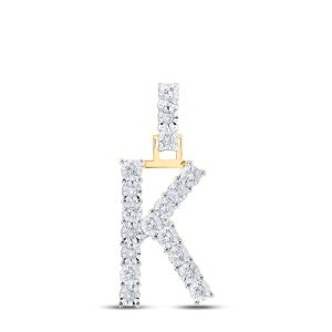 Capital Letter Initial K Diamond Charm Pendant 10K Yellow Gold