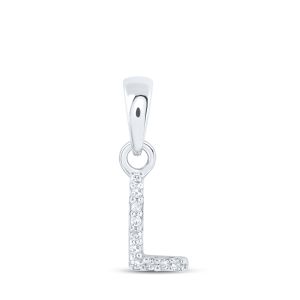 Diamond L Initial Letter Pendant Necklace 10K White Gold