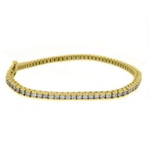 2.63 Carat Box Shape Round Diamond Tennis Bracelet 14K Yellow Gold