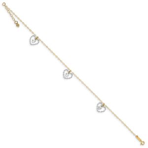 Twisted & Diamond Cut Hearts Anklet 9