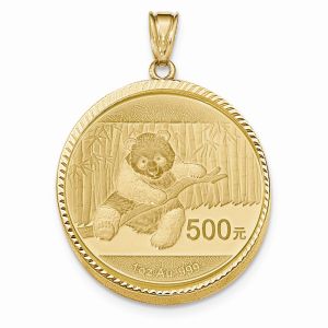 Diamond Cut Bezel Pendant w/ 1oz Gold Panda Coin