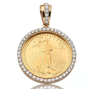 American Eagle 1/2 Oz Coin Diamond Bezel Pendant 2 Carats