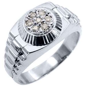 .45 Carat Mens White Gold Round Diamond Rolex Ring